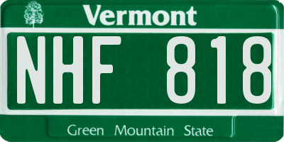 VT license plate NHF818