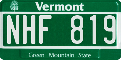 VT license plate NHF819