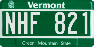 VT license plate NHF821