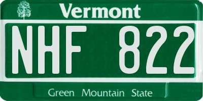 VT license plate NHF822