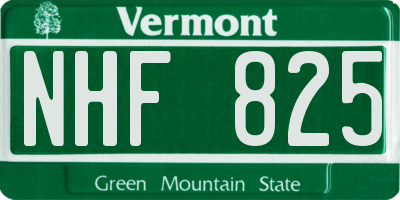 VT license plate NHF825