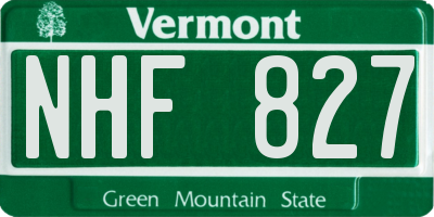 VT license plate NHF827