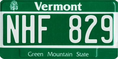 VT license plate NHF829