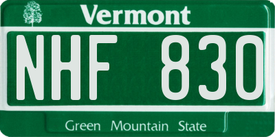 VT license plate NHF830