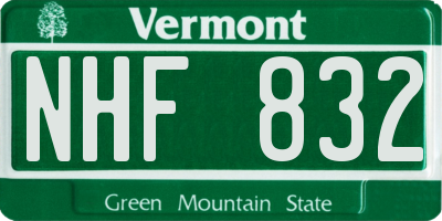 VT license plate NHF832