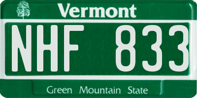 VT license plate NHF833