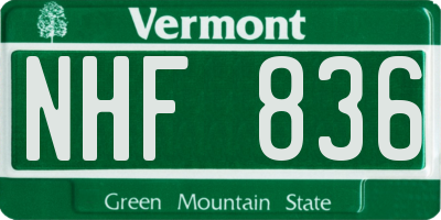VT license plate NHF836