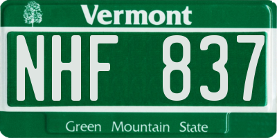 VT license plate NHF837
