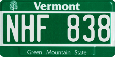 VT license plate NHF838