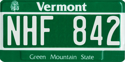 VT license plate NHF842