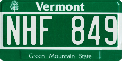 VT license plate NHF849
