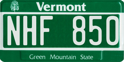 VT license plate NHF850