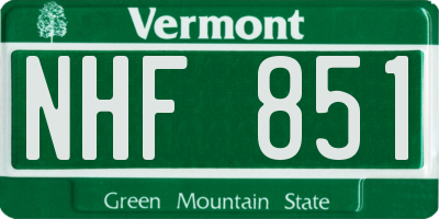 VT license plate NHF851