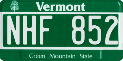 VT license plate NHF852
