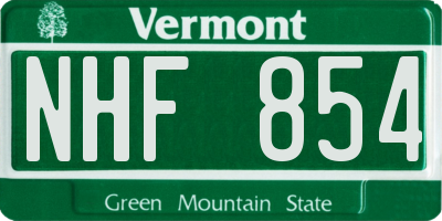 VT license plate NHF854