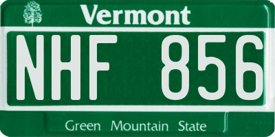 VT license plate NHF856