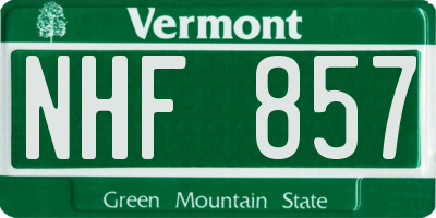 VT license plate NHF857