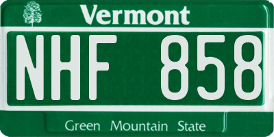 VT license plate NHF858