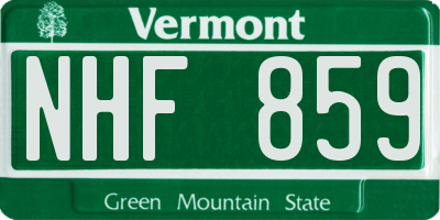 VT license plate NHF859