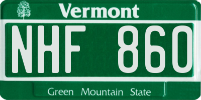 VT license plate NHF860