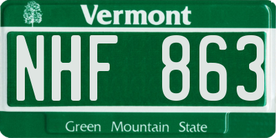 VT license plate NHF863