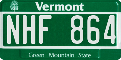 VT license plate NHF864