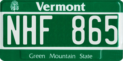 VT license plate NHF865