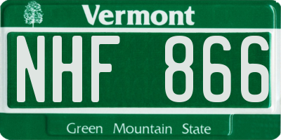 VT license plate NHF866