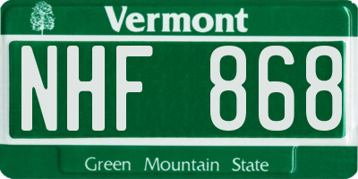 VT license plate NHF868