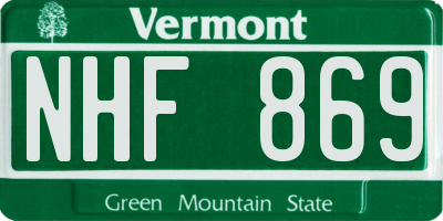 VT license plate NHF869