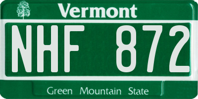 VT license plate NHF872