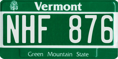 VT license plate NHF876