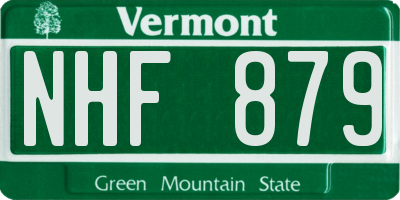 VT license plate NHF879