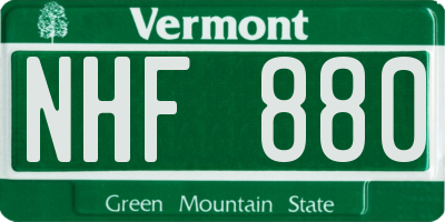 VT license plate NHF880