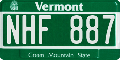 VT license plate NHF887