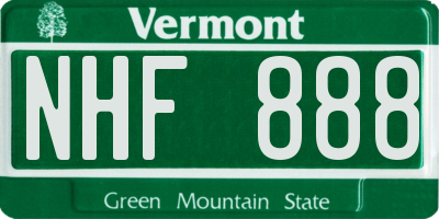VT license plate NHF888