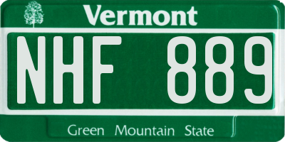 VT license plate NHF889