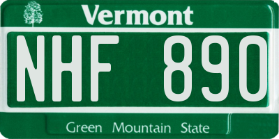 VT license plate NHF890