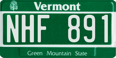 VT license plate NHF891