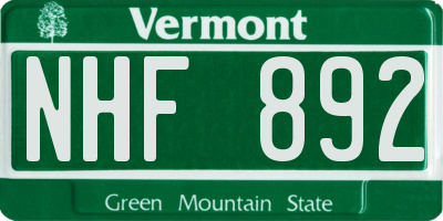 VT license plate NHF892