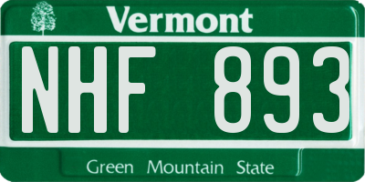 VT license plate NHF893