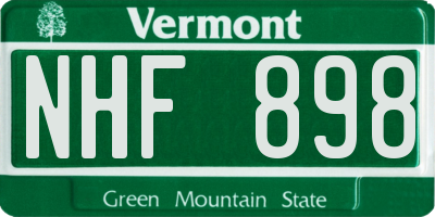 VT license plate NHF898