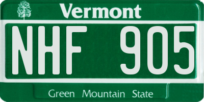 VT license plate NHF905