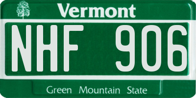VT license plate NHF906