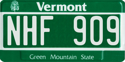 VT license plate NHF909