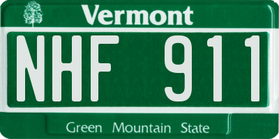 VT license plate NHF911