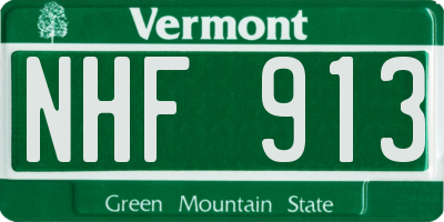 VT license plate NHF913