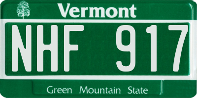 VT license plate NHF917