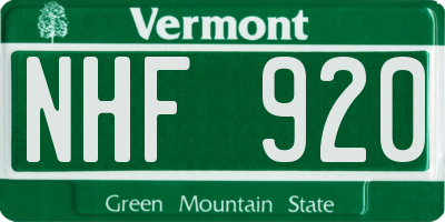 VT license plate NHF920