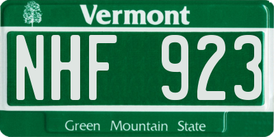 VT license plate NHF923
